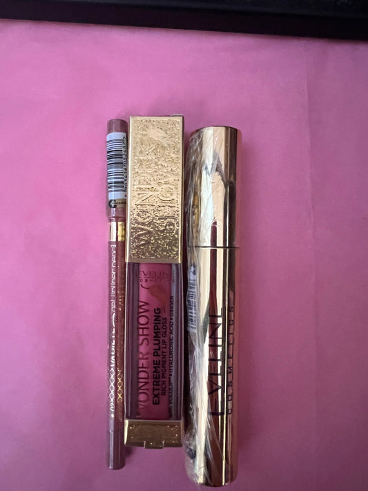 Set 3 Pezzi Eveline Mascara, Lip-gloss e Matita