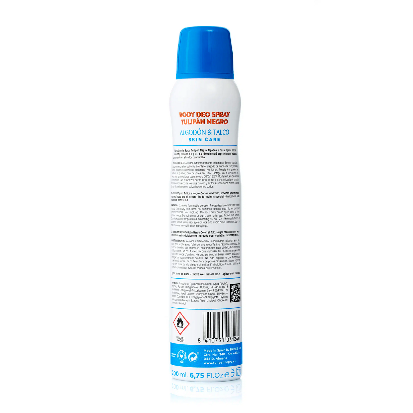 Deodorante Tulipán Negro Deo Spray Algodón y Talco 200 ml