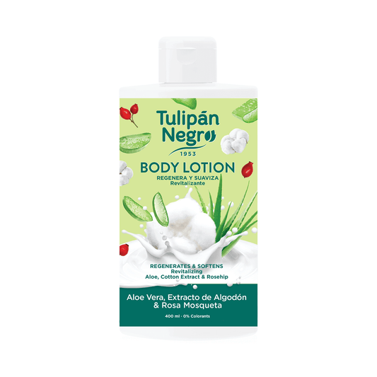 Body Lotion Tulipán Negro Aloe Vera, Algodón & Rosa Mosqueta 400 ml