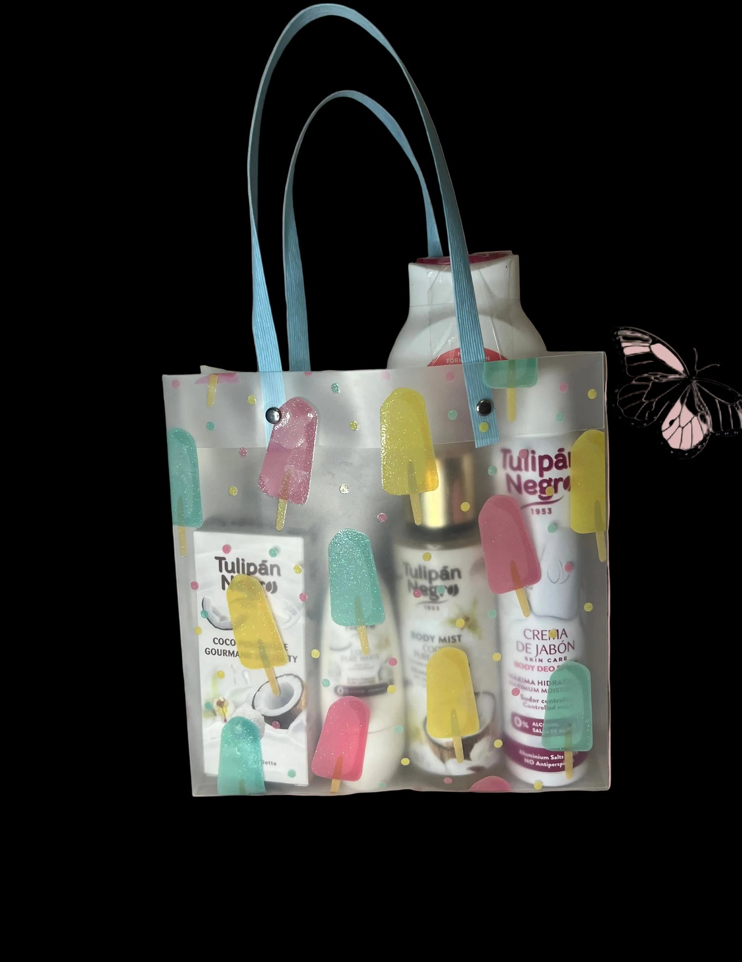 🖤 Bag Bianca Tulipan Negro – Cocco & Crema de Jabón | Set Completo 6 Prodotti 🌴