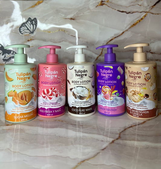 🌸✨ 5 Body Lotion Tulipan Negro – Profumi Golosi & Pelle Morbidissima ✨🌸