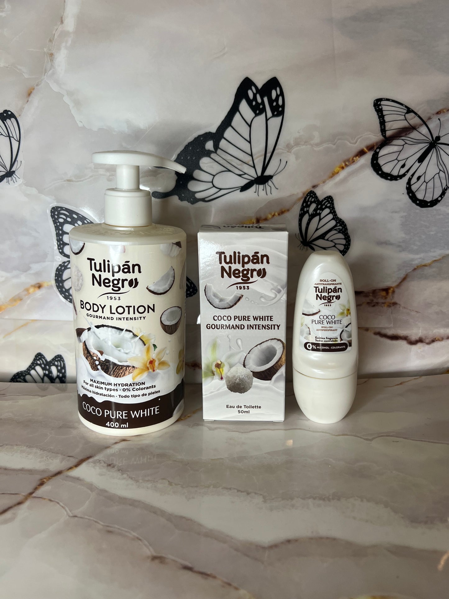 🖤 Bag Bianca Tulipan Negro – Cocco & Crema de Jabón | Set Completo 6 Prodotti 🌴
