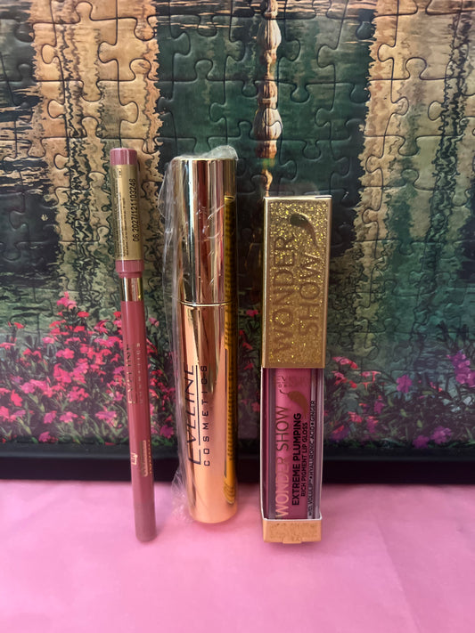 Set 3 Pezzi Eveline Mascara, Lip-gloss e Matita