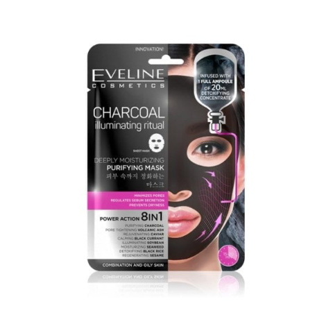 EVELINE COSMETICS
MASCHERA COREANA
CHARCOAL IN TESSUTO